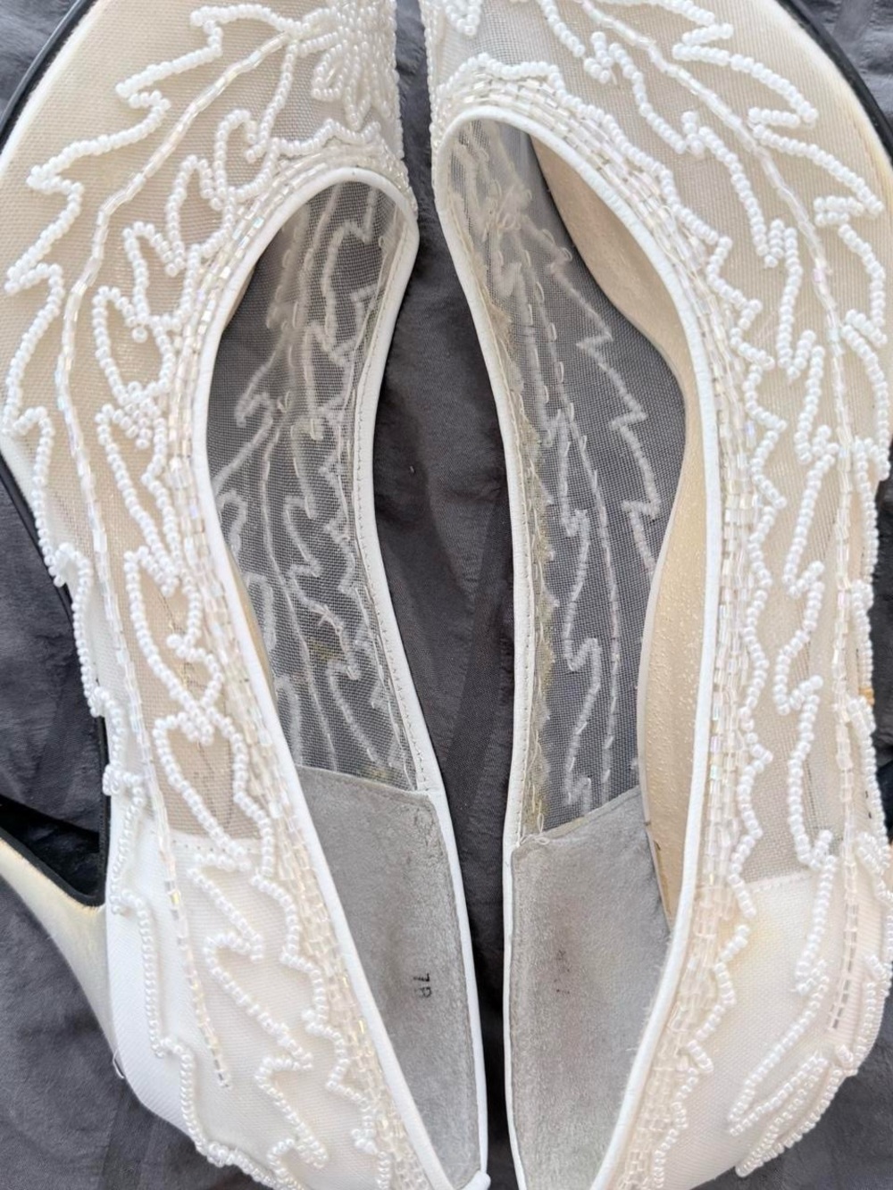 Vintage beaded white wedding shoes
